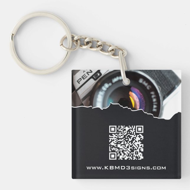 Photographer Custom Photo Black & White Keychain (Front)