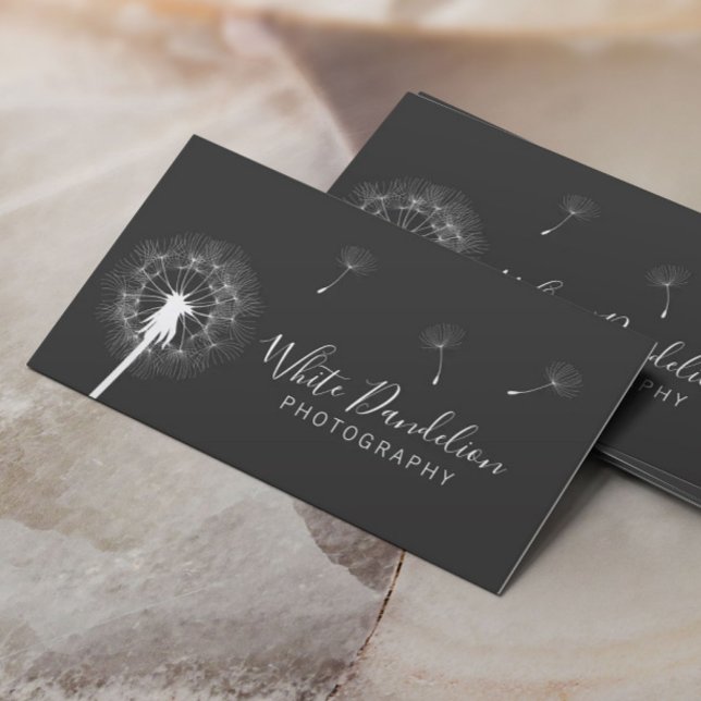 Photographer Dark Grey Dandelion Photography Business Card (Creator Uploaded)