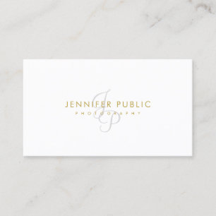 Photographer Elegant Plain Gold Text Monogrammed Business Card