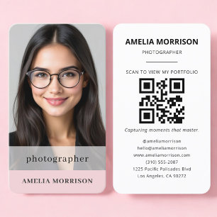 Photographer Feminine QR Code Photo Business Card