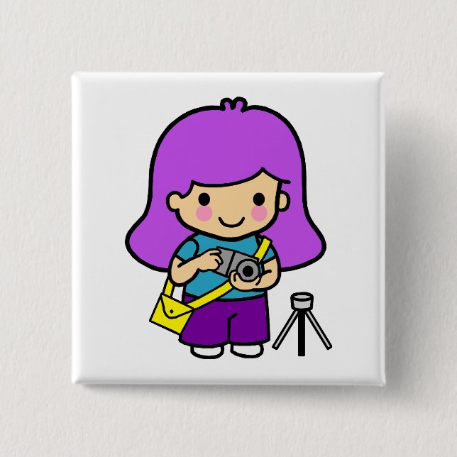 Photographer Girl 2 Inch Square Button (Front)