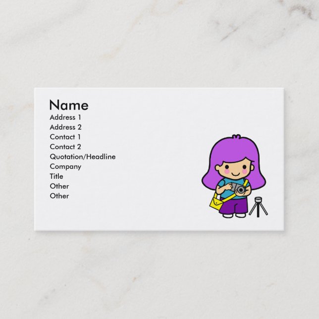 Photographer Girl Business Card (Front)