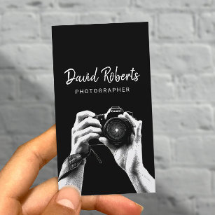 Photographer Holding Camera Black Photography Business Card