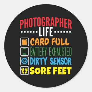 Photographer Life Funny Icon List Classic Round Sticker