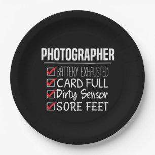 Photographer Life - Funny Photography Checklist Paper Plate