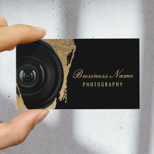 Photographer Modern Black & Gold Photography Business Card