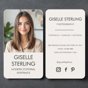 Photographer Neutral Beige Photo Business Card