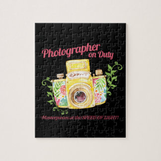 Photographer on Duty vintage camera design Jigsaw Puzzle