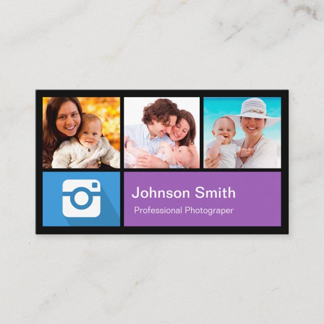 Photographer Photo Frame Collage - Metro Style Business Card (Front)