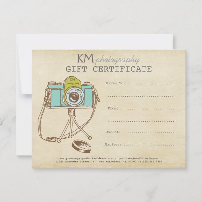 Photographer Photography Gift Certificate Template (Front)