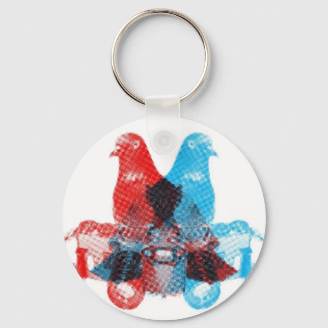 Photographer Pigeon Spy Screenprinted Keychain (Front)