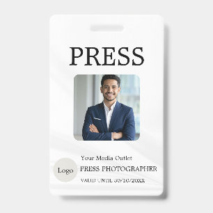 Photographer Press Journalist Id Card Custom Badge