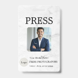 Photographer Press Journalist Id Card Custom Badge