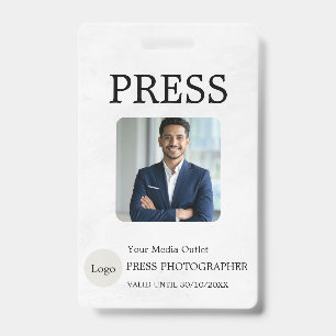 Photographer Press Journalist Id Card Custom Badge
