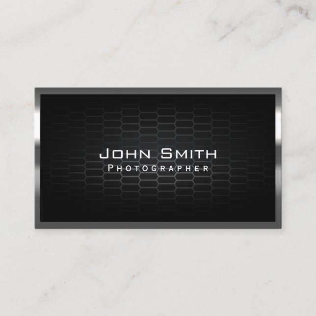 Photographer Professional Metal Framed Modern Business Card (Front)