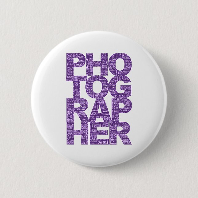Photographer - Purple Text 2 Inch Round Button (Front)