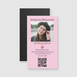 photographer qr code photo pink business magnet