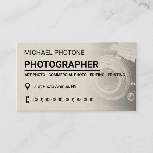 Photographer retro vintage business card (Front)