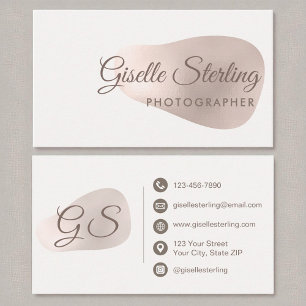 Photographer Rose Gold Foil Blush Beauty Abstract Business Card