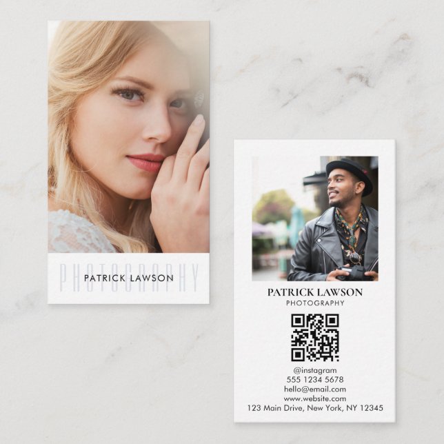 Photographer Self-Portrait QR Code Business Card (Front/Back)