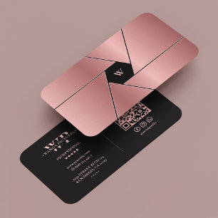 Photographer Shutter Lens Elegant Rosegold Black Business Card