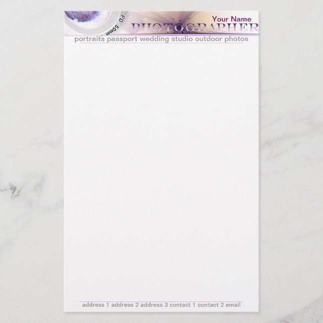 Photographer Stationery (Front)