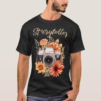 Photographer Storyteller Camera Vintage Floral Pho T-Shirt