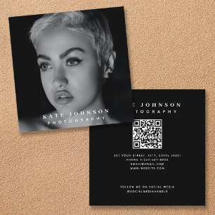 Photographer Stylish Photo QR Code Social Media Square Business Card
