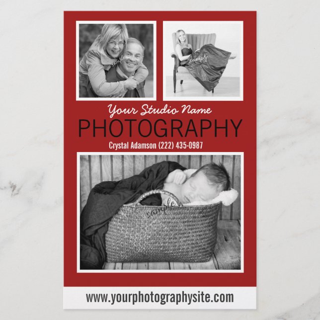 Photographer's Business Handout with Three Photos (Front)