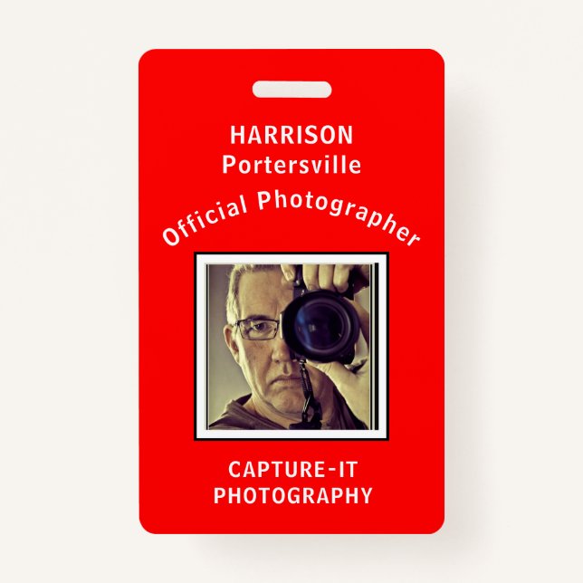Photographers Photo Company Logo Template ID Badge (Front)