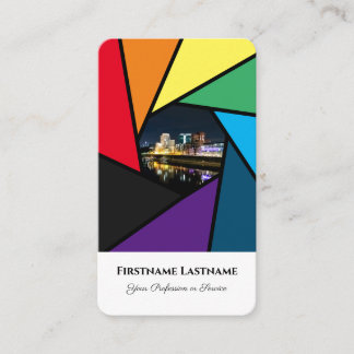 Photographers rainbow colours DSLR Camera lenses Business Card