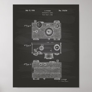 Photographic Camera 1938 Patent Art - Chalkboard Poster
