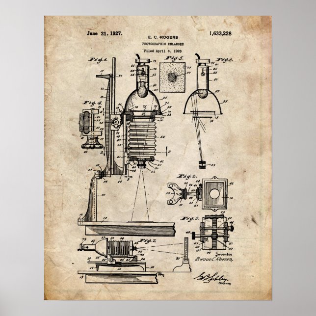 Photographic Enlarger Patent Poster (Front)