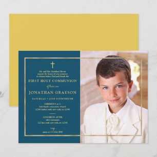 Photographic First Holy Communion Gold Invitation