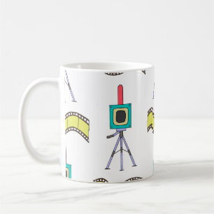 Photographic Journey: Vintage Camera Pattern Coffee Mug