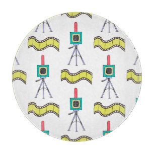 Photographic Journey: Vintage Camera Pattern Cutting Board
