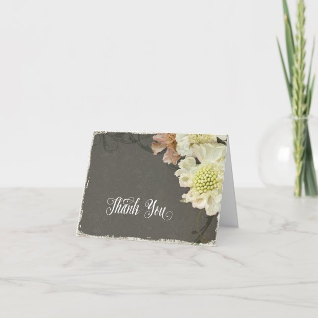 Photographic Thank You Wedding Notes Modern Floral (Front)