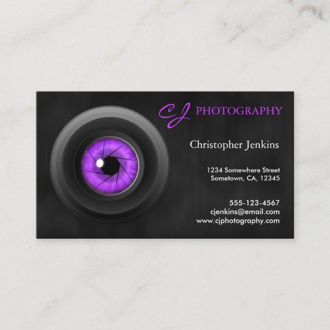 Photographie Camera Lens Amethyst Carte de visite  (Devant)