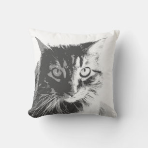 Photographie coussin en noir et blanc visage de ch