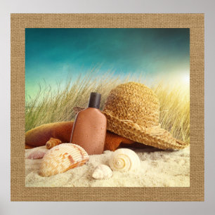 Photographie de la scène de plage Poster d'art