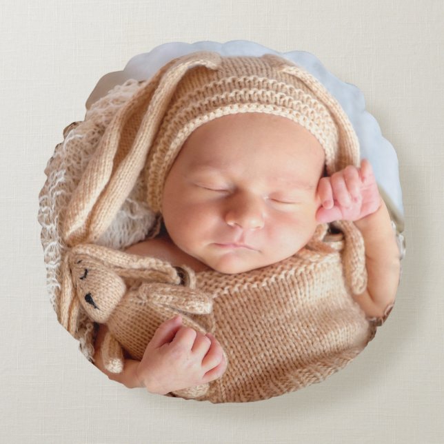 PHOTOGRAPHIE DU BÉBÉ NEWBORN SOMMEIL Coussin Rond (Devant)