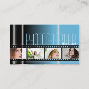 Photography 35mm Film Photo Business Card Blue