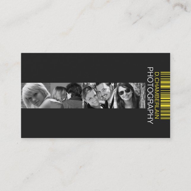 Photography and Barcode - Yellow Business Card (Front)