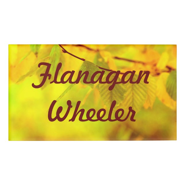 Photography - autumn beech leaves + your ideas name tag (Front)