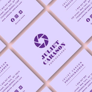 Photography Bold Typography Lilac Purple Square Business Card