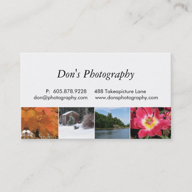 Photography Business Card White 4 Seasons (Front)