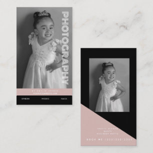 Photography Business Shapes Block Black Blush Business Card