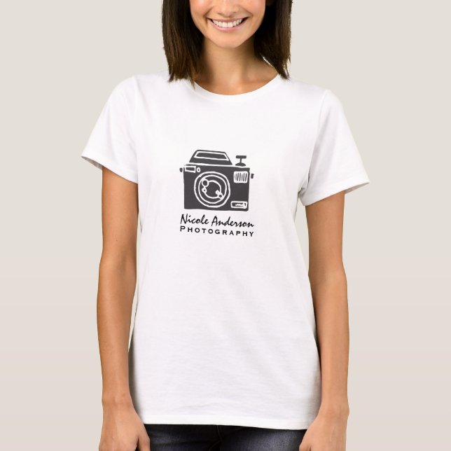 Photography Camera Modern Minimal Logo T-Shirt (Front)