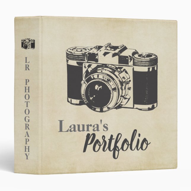 Photography Camera Photo Portfolio Personalized Binder (Front/Spine)