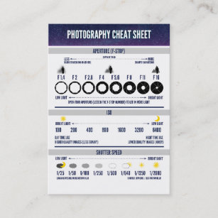 Photography Cheat Sheet Custom Business Card